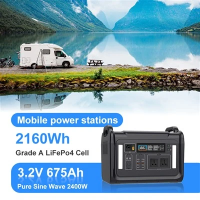 Úti neyðar sólarorkustöð 2400W Portable Litíum rafhlaða 2160Wh