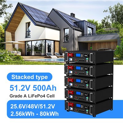 Sól litíum rafhlöðupakki 51,2v 500ah 25kWh netþjóna rekki rafhlöður